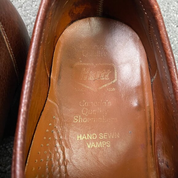 Hartt Leather Loafers Shoes Men's 10 F Brown Hand Sewn Vamps Canada Slip On 10F - Picture 8 of 10